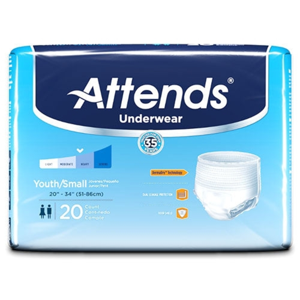 Attends Youth/Small Underwear 3 Pack Of 20 Count